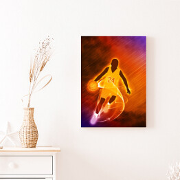 Obraz na płótnie Koszykarz na złoto fioletowym tle