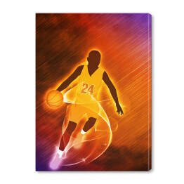 Obraz na płótnie Koszykarz na złoto fioletowym tle