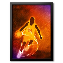 Obraz w ramie Koszykarz na złoto fioletowym tle
