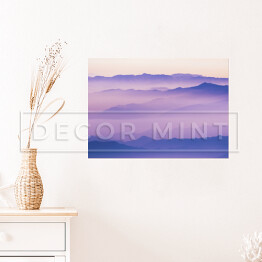 Plakat samoprzylepny Góry w odcieniach kolorów niebieskiego i granatowego