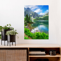 Plakat samoprzylepny Jezioro w Tatrzańskich górach wiosną, Polska