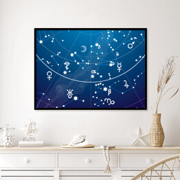 Plakat w ramie Fragment astronomicznego Atlasu Niebieskich Gwiazd Nocy 