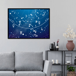 Plakat w ramie Fragment astronomicznego Atlasu Niebieskich Gwiazd Nocy 