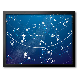 Obraz w ramie Fragment astronomicznego Atlasu Niebieskich Gwiazd Nocy 