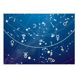 Plakat Fragment astronomicznego Atlasu Niebieskich Gwiazd Nocy 