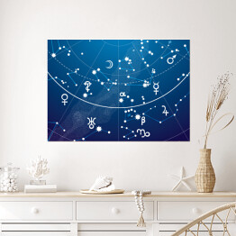Plakat samoprzylepny Fragment astronomicznego Atlasu Niebieskich Gwiazd Nocy 