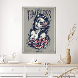 Plakat samoprzylepny Blada dziewczyna wśród róż