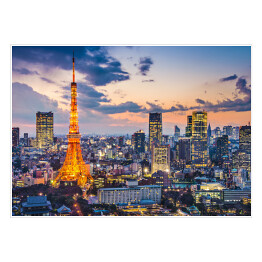 Plakat samoprzylepny Wysokie budynki w Tokio, Japonia