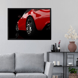 Obraz w ramie Czerwony samochód w ciemnym pomieszczeniu
