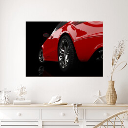 Plakat samoprzylepny Czerwony samochód w ciemnym pomieszczeniu