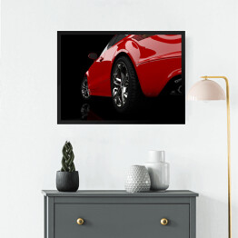 Obraz w ramie Czerwony samochód w ciemnym pomieszczeniu
