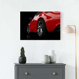 Obraz na płótnie Czerwony samochód w ciemnym pomieszczeniu