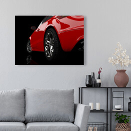 Obraz na płótnie Czerwony samochód w ciemnym pomieszczeniu
