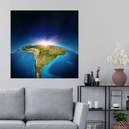 Plakat samoprzylepny Mapa świata ze zbliżeniem na Amerykę Południową
