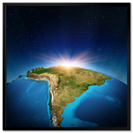 Mapa świata ze zbliżeniem na Amerykę Południową