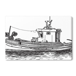 Czarno biała łódź rybacka