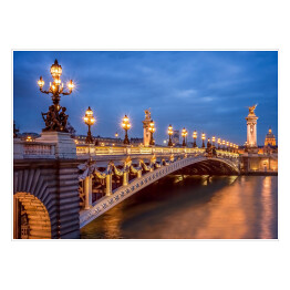 Plakat samoprzylepny Most Aleksandra III w Paryżu w nocy