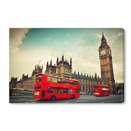 Obraz na płótnie Czerwony autobus w drodze i Big Ben