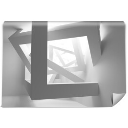 Fototapeta samoprzylepna Biały pokój z rozsypanym sześcianem w kącie - 3D