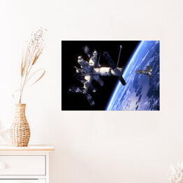 Plakat Statek kosmiczny Sojuz i stacja kosmiczna