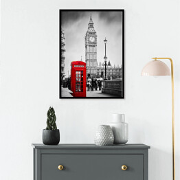 Plakat w ramie Czerwona budka telefoniczna w Londynie
