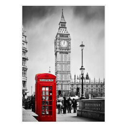 Plakat samoprzylepny Czerwona budka telefoniczna w Londynie