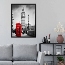 Obraz w ramie Czerwona budka telefoniczna w Londynie