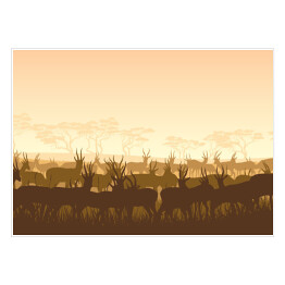 Plakat samoprzylepny Dzikie zwierzęta w Afryce - sawanna