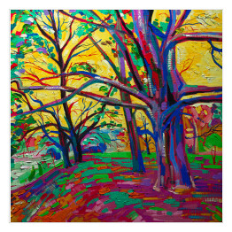 Plakat samoprzylepny Wiosenny las - malarstwo w stylu impresjonistycznym