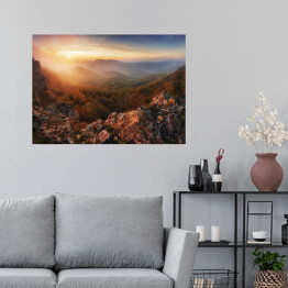 Plakat Zachód słońca w górach 