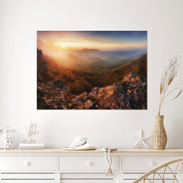 Plakat samoprzylepny Zachód słońca w górach 