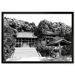 Plakat w ramie Świątynia Hanta w Matsuyama - szkic
