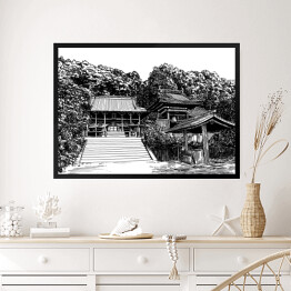 Obraz w ramie Świątynia Hanta w Matsuyama - szkic