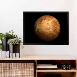 Obraz w ramie Planeta Wenus na czarnym tle