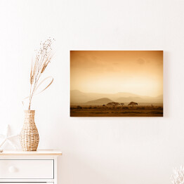 Obraz na płótnie Afrykańska sawanna o wschodzie słońca