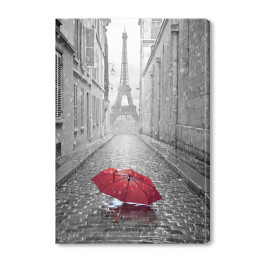 Obraz na płótnie Widok Wieża Eiffla z ulicy Paryża w deszczowy dzień