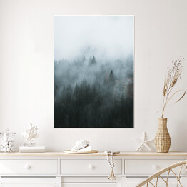 Plakat samoprzylepny Zdjęcie skandynawski las we mgle 
