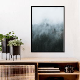 Plakat w ramie Zdjęcie skandynawski las we mgle 