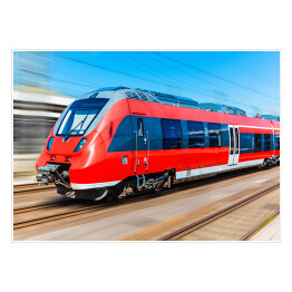 Plakat Nowoczesny pociąg jadący z dużą szybkością