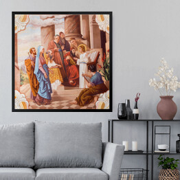Obraz w ramie Nauczanie małego Jezusa w świątyni