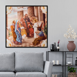 Plakat w ramie Nauczanie małego Jezusa w świątyni