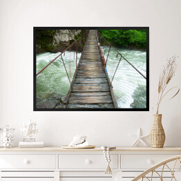 Obraz w ramie Most wiszący nad rwącą rzeką