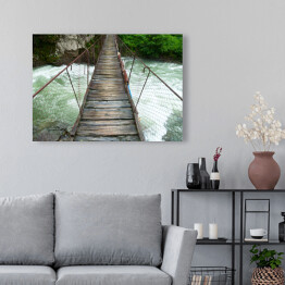 Obraz na płótnie Most wiszący nad rwącą rzeką