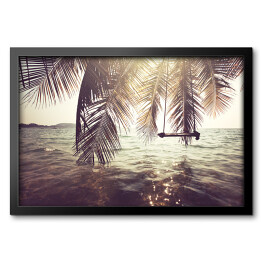 Obraz w ramie Tropikalna plaża i huśtawka