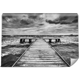 Fototapeta samoprzylepna Czarno-białe wzburzone morze