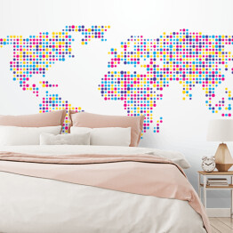 Mapa świata składająca się z małych kolorowych kropek