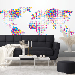 Fototapeta samoprzylepna Mapa świata składająca się z małych kolorowych kropek