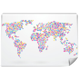 Mapa świata składająca się z małych kolorowych kropek
