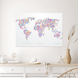 Plakat samoprzylepny Mapa świata składająca się z małych kolorowych kropek