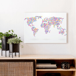 Obraz na płótnie Mapa świata składająca się z małych kolorowych kropek